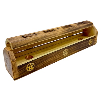 Burnt 12inch Pentagram Wooden Incense Hut Box
